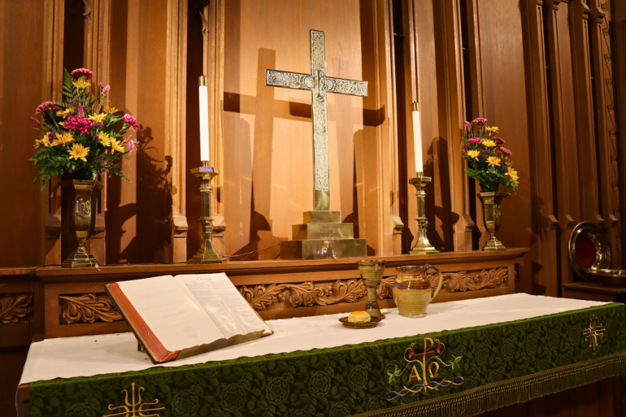 Communion on alter.